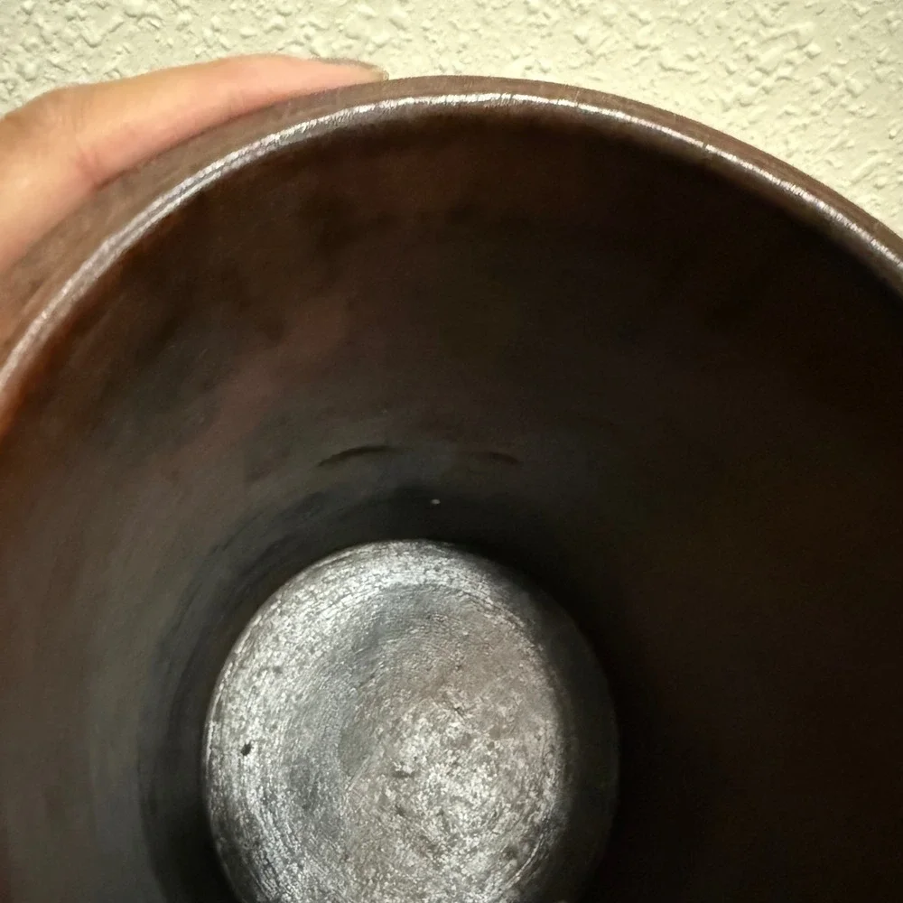 Pier 1 Handmade sasak Carved ceramic Canister with Lid Rustic Kitchen‎ Container